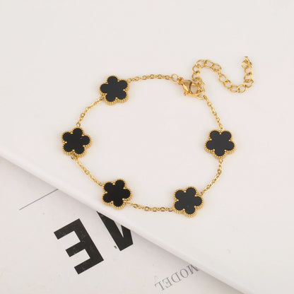 Gold Plated Five Leaf Flower Adjustable Bracelet