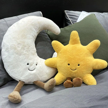 Smiling Sun and Moon Plush Pillow