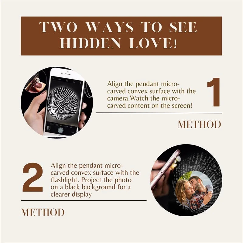 Personalized Heart Photo Projection Necklace with 100 Languages