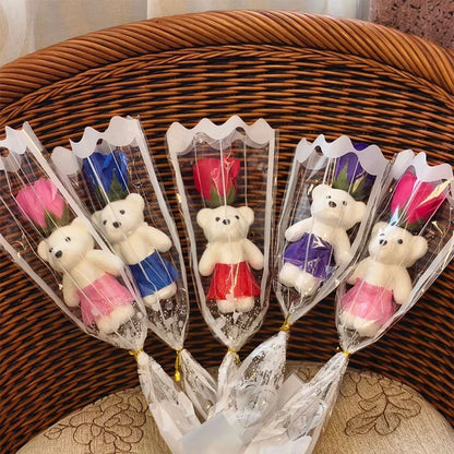 Artificial Rose Bear Soap Flower Bouquet