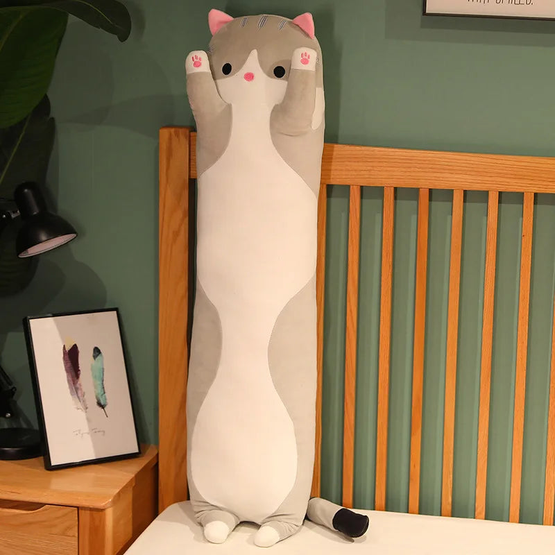 Long Cat Plush Toy Soft Pillow for Kids Girls Sleep