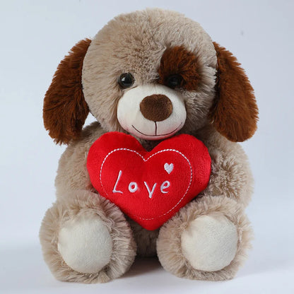 Heart Print Bear and Dog Plush Doll