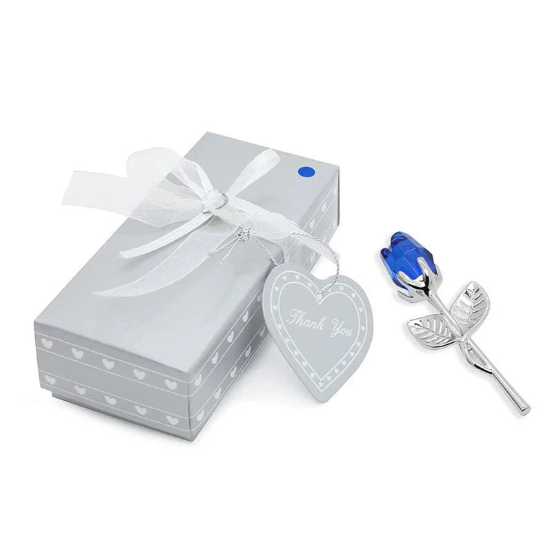 Crystal Rose Gold and Silver Artificial Flower Gift Box