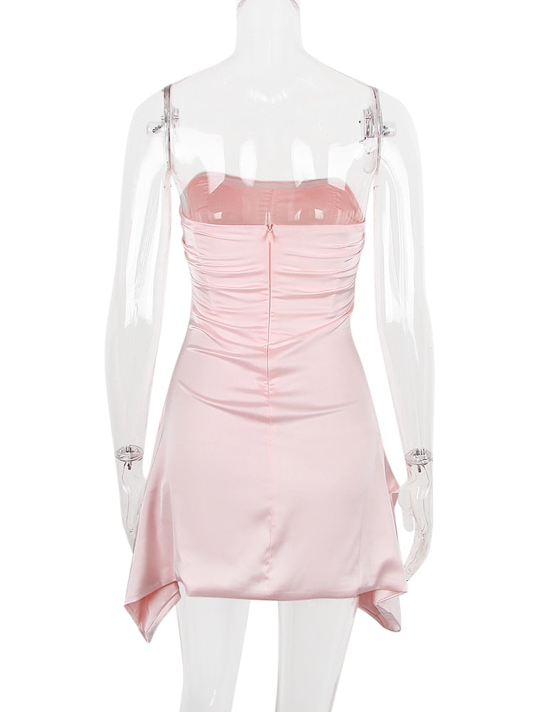 Satin Draped Tube Mini Dress
