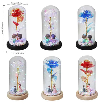 Galaxy Eternal Rose in Glass Dome with Light and Butterfly - Mother's Day Gift