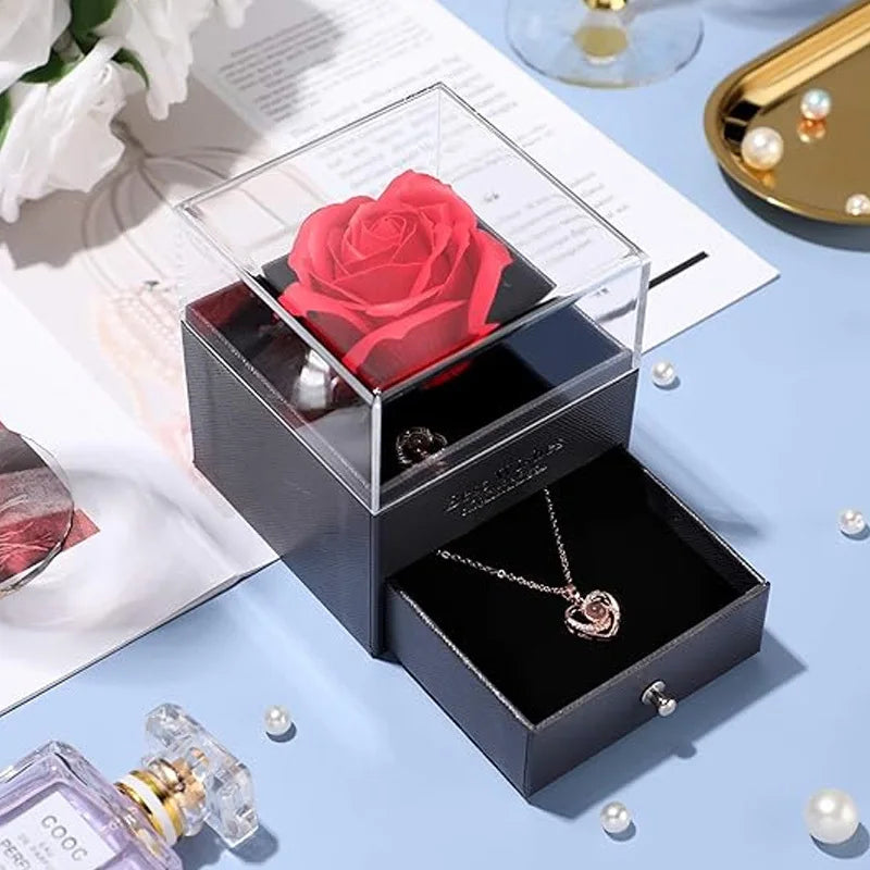 Red Eternal Rose Gift Box for Jewelry and Special Occasions