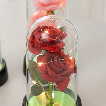 Glowing Galaxy Eternal Double Rose with LED Lights Romantic Gift for Valentine's Day and Wedding