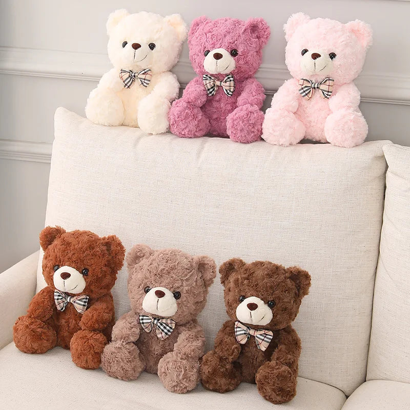Kawaii Teddy Bear Plush Toy with Bow 25/35cm Soft Stuffed Animal for Gift