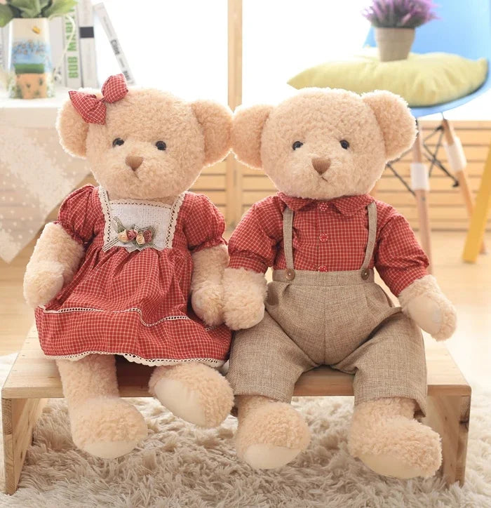 Couple Teddy Bear Plush Dolls in Dress
