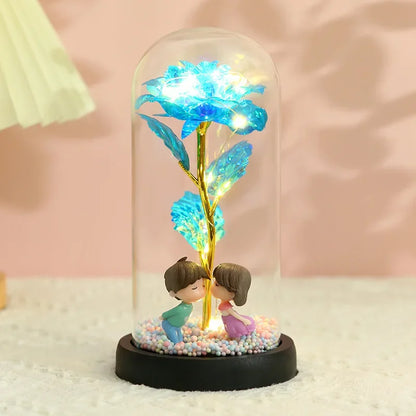 Eternal Rose LED Light in Glass Dome for Romantic Gifts