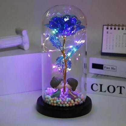 Galaxy Eternal Rose in Glass Dome with Light and Butterfly - Mother's Day Gift