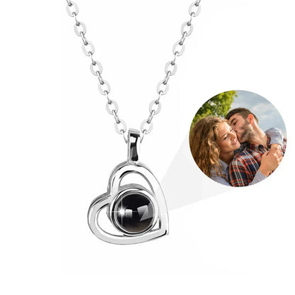 Personalized Heart Photo Projection Necklace with 100 Languages
