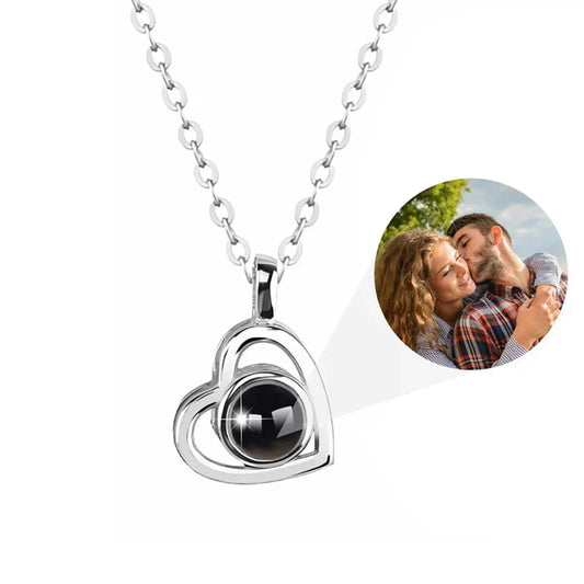 Personalized Heart Photo Projection Necklace with 100 Languages