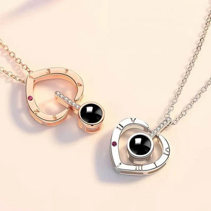 Custom Photo Projection Heart Necklace Gift Set