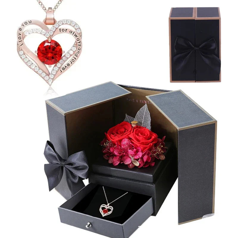 Luxury Rose Jewelry Gift Box With Bow