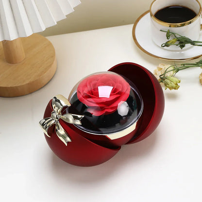 Round Bow Eternal Rose Jewelry Gift Box for Necklace and Ring