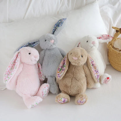 Bonnie Rabbit Plush Toy Soft Bunny with Floral Ears for Kids and Home Decor