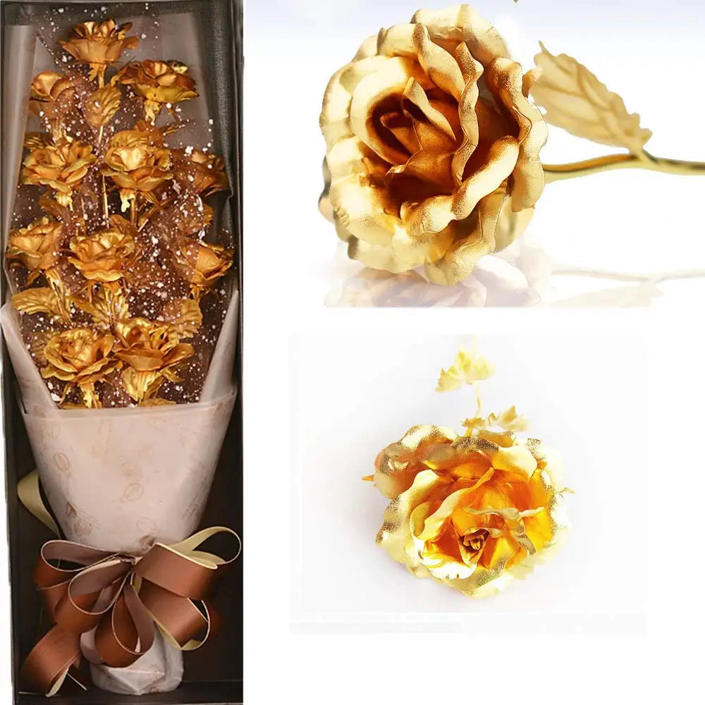 Artificial 24K Gold Rose with Gift Box Luxury Present