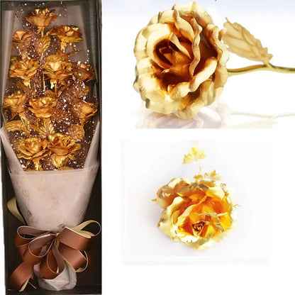 Artificial 24K Gold Rose with Gift Box Luxury Present