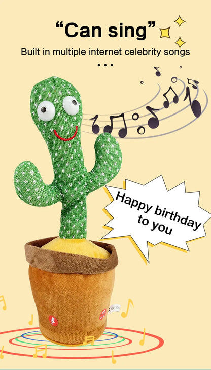 USB Electric Singing & Dancing Cactus Plush Toy - Fun Decompression Buddy