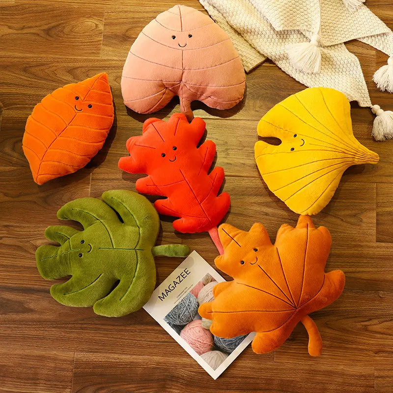 Soft Leaf Plush Pillow Decorative Cushion