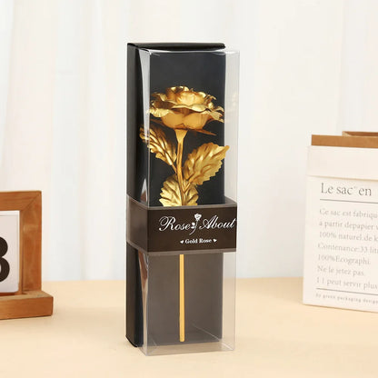 Gold Foil Rose Artificial Flower Gift for Valentine's Day