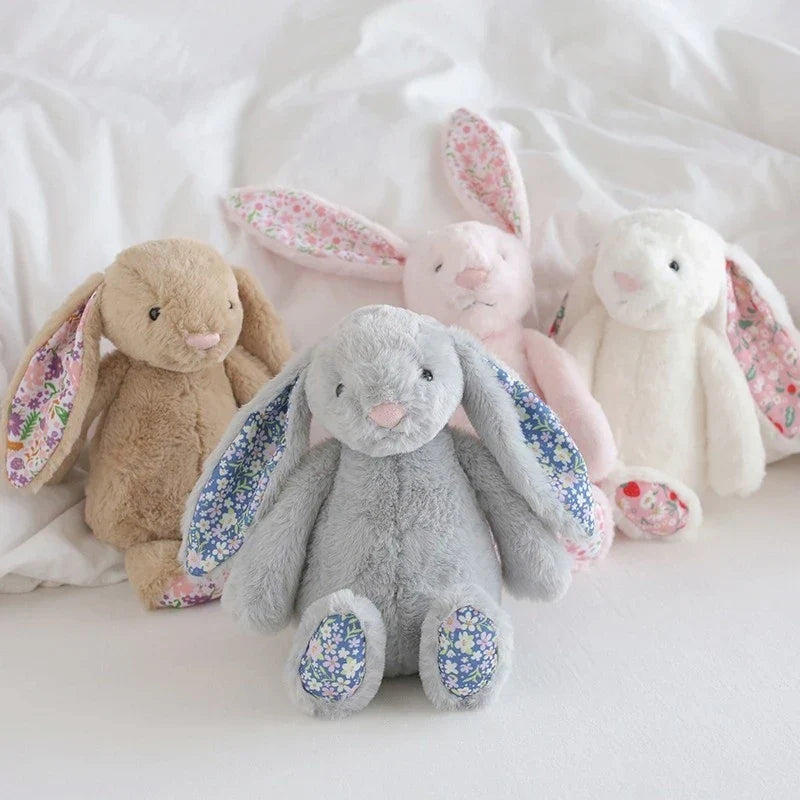 Bonnie Rabbit Plush Toy Soft Bunny with Floral Ears for Kids and Home Decor