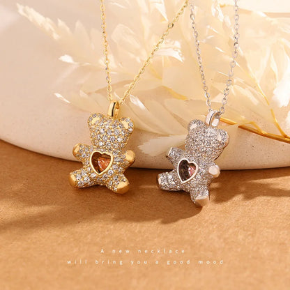Heartbeat Teddy Bear Pendant Necklace