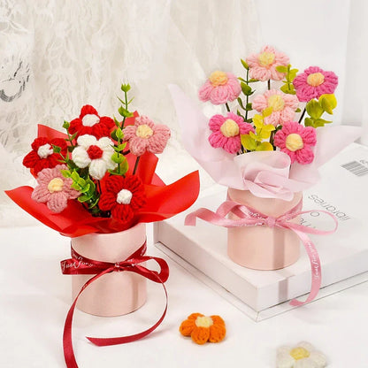 Hand-Woven Rose Flower Bouquet Artificial Flowers for Birthday and Valentine's Day