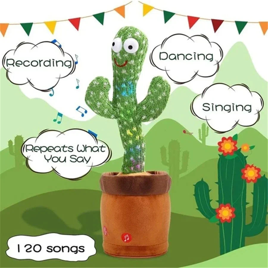 USB Electric Singing & Dancing Cactus Plush Toy - Fun Decompression Buddy
