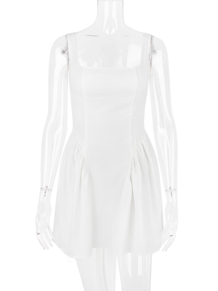White Backless Bow Mini Dress