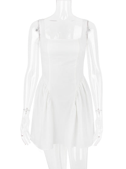 White Backless Bow Mini Dress