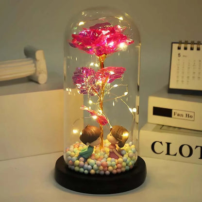 Galaxy Eternal Rose in Glass Dome with Light and Butterfly - Mother's Day Gift