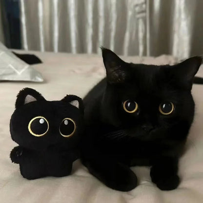 Cute 10cm Black Cat Plush Toy - Cuddly Pendant for Kids' Gifts