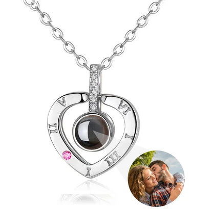 Personalized Heart Photo Projection Necklace with 100 Languages
