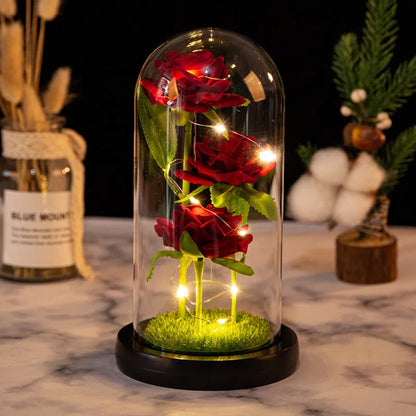LED Galaxy Three Rose Glass Dome Ornament