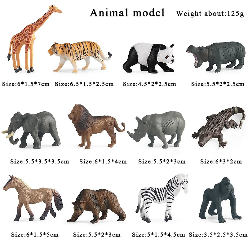 Montessori Miniature Lion Shark Horse Dinosaur Animals Model Set Action Figures