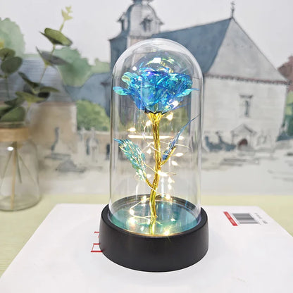 Eternal Rose Lamp LED Artificial Silk Flower Creative Gift for Valentine's Day and Mother's Day