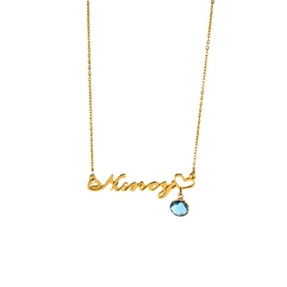 Personalized Name Necklace with Birthstone Pendant