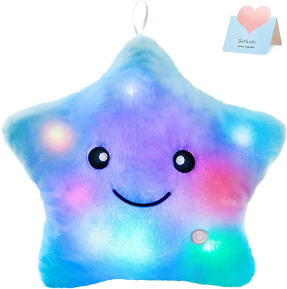 Glowing Colorful Stars Pillow