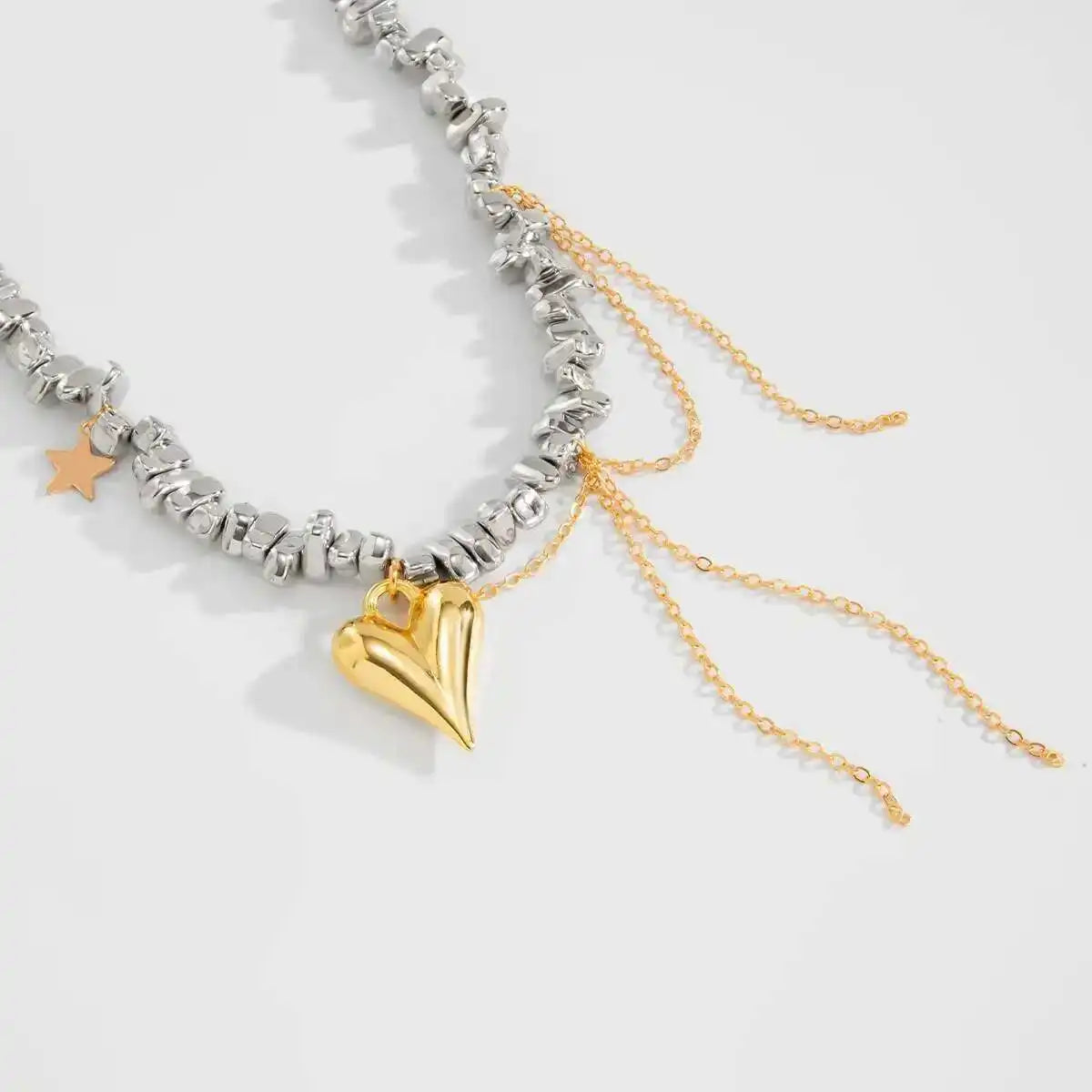 Vintage Heart Pendant Beaded Choker Necklace