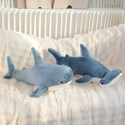 Cute Gray Blue Shark Plush Toy - Soft Stuffed Sea Animal Pillow for Kids