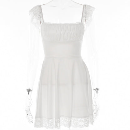 Lace Strap Sleeveless Loose Mini Dresses