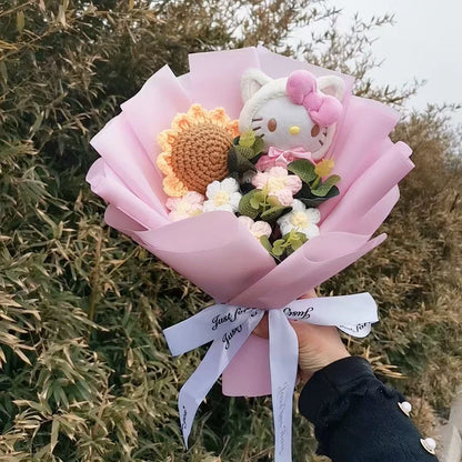 Cute Cat Plush Bouquet with Rose