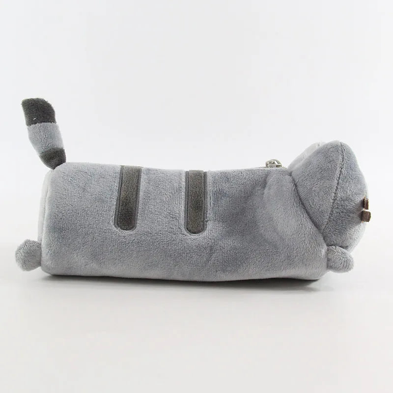 Charming Gray Cat Plush Pencil Case - Cute Storage for Students & Friends