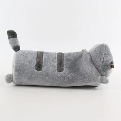 Charming Gray Cat Plush Pencil Case - Cute Storage for Students & Friends