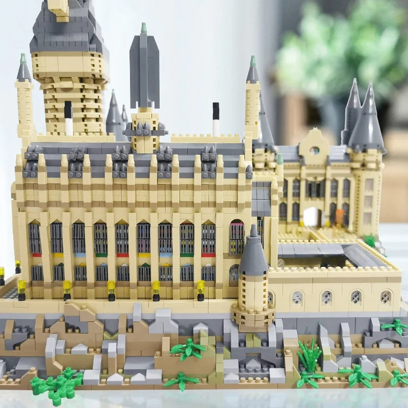 City Creative Medieval Magic School Castle Famous Architecture Palace Model Building Blocks