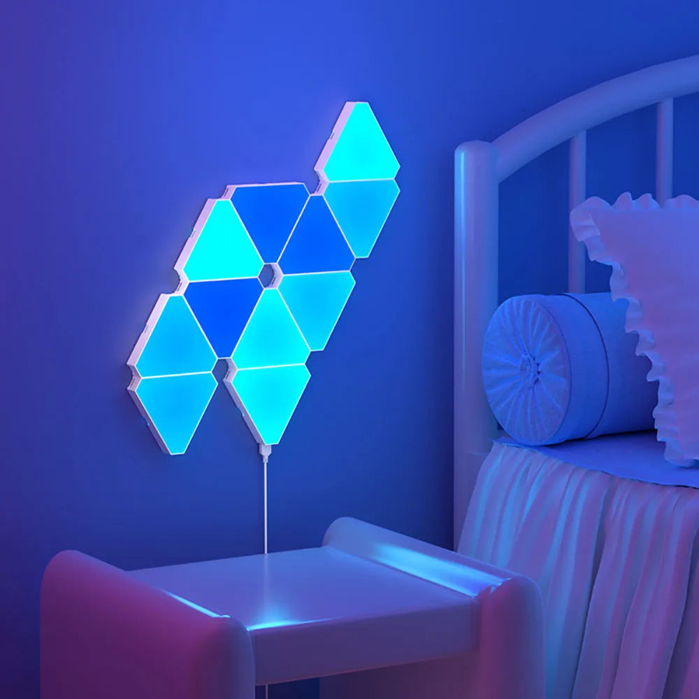 RGB Triangular Quantum Wall Lamp with Music Sync