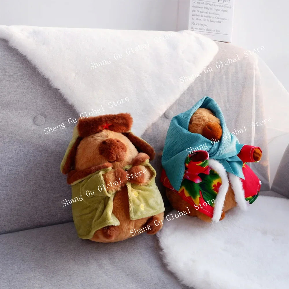 25cm Kapibara Plush Toy with Jacket Soft Stuffed Animal Doll for Gifts