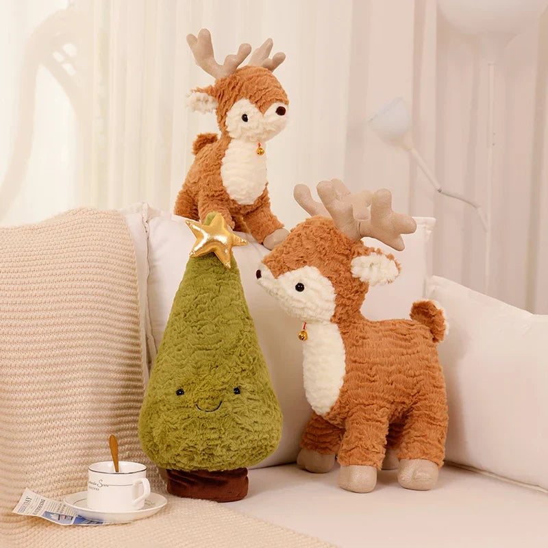 Kawaii Christmas Tree & Elk Plush Dolls - Soft Holiday Decor for Kids